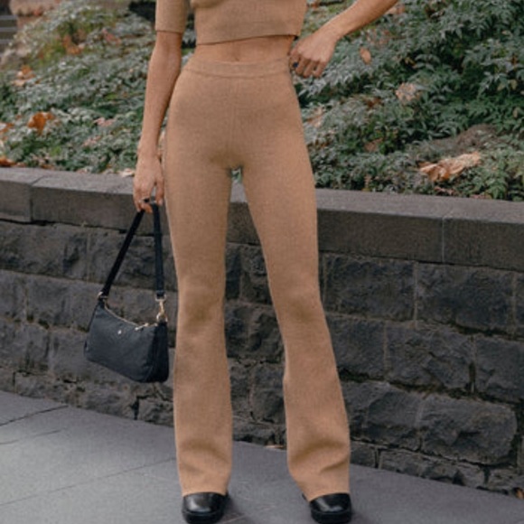 Princess Polly Alora Brown Knit Bootcut Pants L/XL - Picture 1 of 11